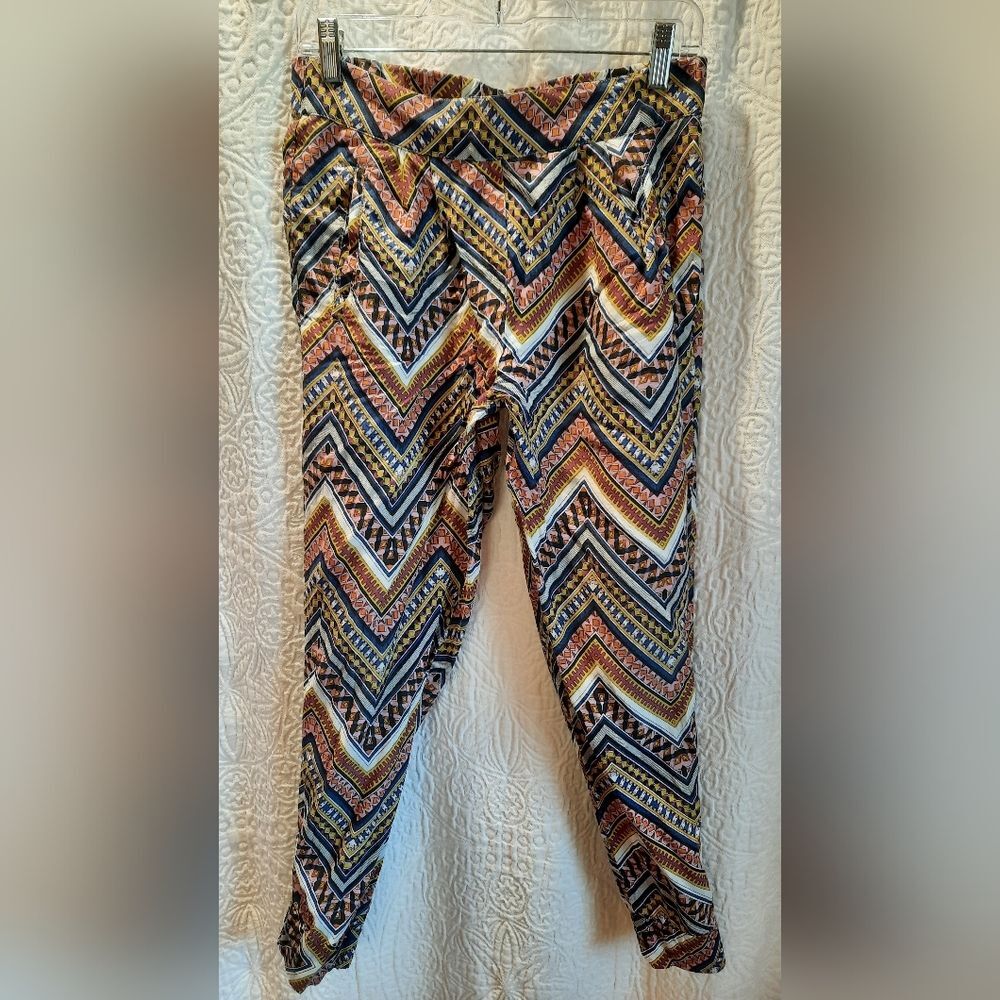 Stradivarius Pants Small Multicolor Chevon Pattern Lightweight Boho Hippie